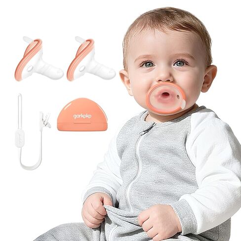 Garkoko 4-Pack Baby Pacifier Set with Clip & Case, Designed for Breastfed Babies, Supports Natural Sucking Motion, Soothing Infant Pacifier 0–18 Months, BPA-Free Silicone in Saudi Arabia