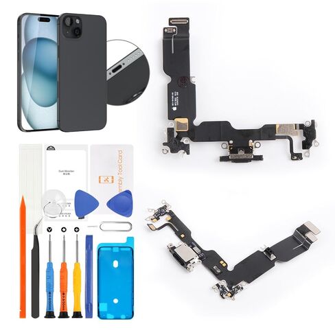 استبدال منفذ شحن OEM لهاتف iPhone 15 Plus (أسود) مجموعة كابل مرن بموصل USB Lightning تتضمن شريطًا مقاومًا للماء ومجموعة أدوات لـ A3094، A2847، A3093، A3096 in Saudi Arabia