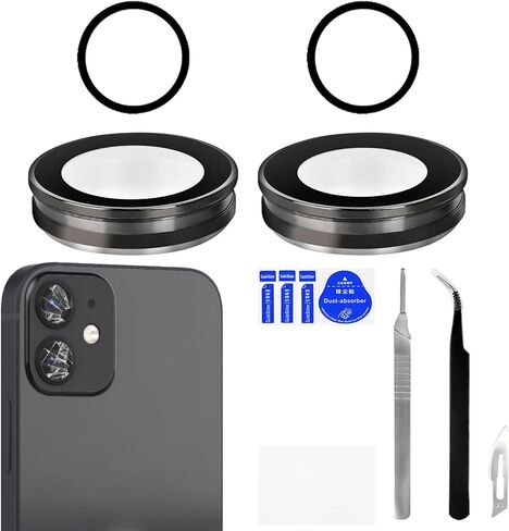 for iPhone 12 12 Mini Camera Lens Glass with Frame Replacement Rear Camera Back Camera Lens Metal Frame Cover Replace with Full Repair Tools Kit Model: A2403 A2172 A2402 A2399 A2176 A2398 in Saudi Arabia