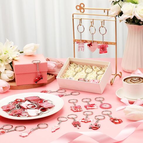 Misdary 100 Pcs Valentine's Day Keychains Gifts Bulk Double Side Acrylic Heart Gnome Keychains for Women Adults Accessories in Saudi Arabia