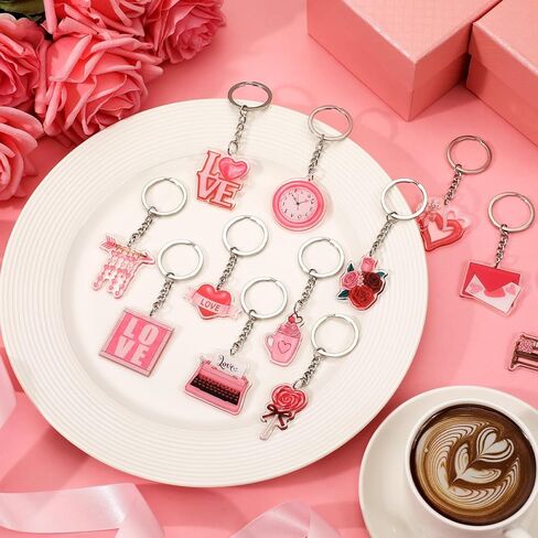 Misdary 100 Pcs Valentine's Day Keychains Gifts Bulk Double Side Acrylic Heart Gnome Keychains for Women Adults Accessories in Saudi Arabia