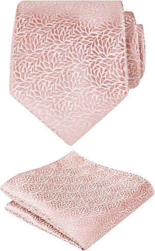 Alizeal Mens 3.15inches Leaf Flower Pattern Tie with Floral Pocket Square Set in Saudi Arabia