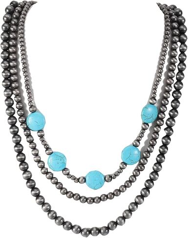 Navajo Pearl Necklace Turquoise Necklaces for Women Western Jewelry, Suitable for Birthday Parties, Handmade, Specially Designed for Women in Saudi Arabia