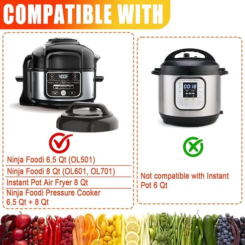 حامل مجفف من الفولاذ المقاوم للصدأ متوافق مع طباخ الضغط Ninja Foodi 6.5 و8 Qt ومقلاة هوائية، مقلاة هوائية فورية 8 Qt، رف تجفيف قابل للتكديس بـ 5 طبقات للخضروات المتشنجة بالفواكه in Kuwait