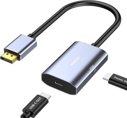 محول عرض 8K@30 هرتز / 4K@144 هرتز إلى USB-C مع شحن PD 65 وات، منفذ عرض كابل الجرافين ذكر إلى أنثى من النوع C لشاشة USBC، متوافق مع MacBook Pro/Air، iMac in Kuwait