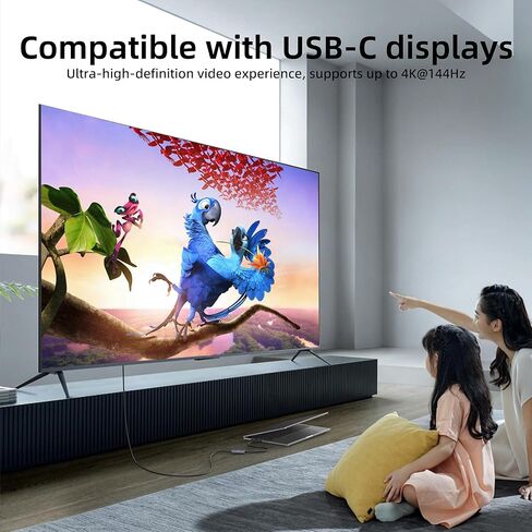 محول عرض 8K@30 هرتز / 4K@144 هرتز إلى USB-C مع شحن PD 65 وات، منفذ عرض كابل الجرافين ذكر إلى أنثى من النوع C لشاشة USBC، متوافق مع MacBook Pro/Air، iMac in Kuwait