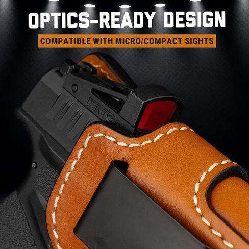 OWB Leather Holster for 1911 5", 4.25" & 4" Barrel with Rail and No Rail Version, Optic-Ready, Compatible with Kimber, Colt, Tisas, S&W, Springfield, Ruger, Remington & More, Brown, Right/Left in Saudi Arabia