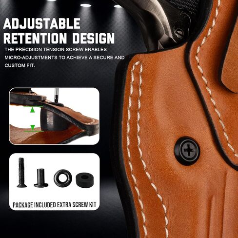 OWB Leather Holster for 1911 5", 4.25" & 4" Barrel with Rail and No Rail Version, Optic-Ready, Compatible with Kimber, Colt, Tisas, S&W, Springfield, Ruger, Remington & More, Brown, Right/Left in Saudi Arabia