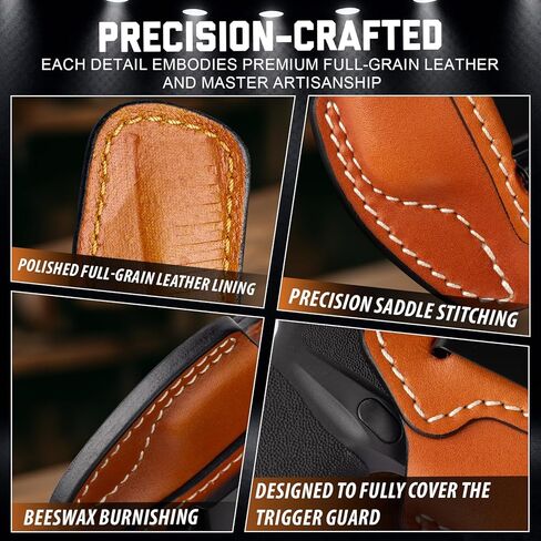 OWB Leather Holster for 1911 5", 4.25" & 4" Barrel with Rail and No Rail Version, Optic-Ready, Compatible with Kimber, Colt, Tisas, S&W, Springfield, Ruger, Remington & More, Brown, Right/Left in Saudi Arabia