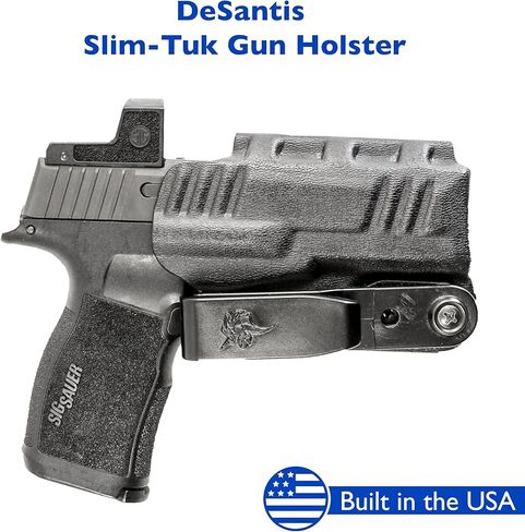 حافظة DeSantis Slim Tuk IWB - حافظة لـ Sig P365، Conceal Carry، Kydex IWB، متوافقة مع SIG SAUER P365، P365 SAS، وP365 W/ RED DOT - أسود، يمكن استخدامه بكلتا اليدين in Kuwait
