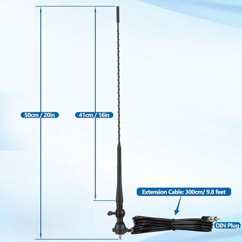 Eightwood Boat Car Radio Antenna 20 Inch, Rubber AM/FM Stereo Antenna Mast with Mount Base for Marine Boat Car Tractor RV UTV ATV Motorcycle Yacht Pontoon in Saudi Arabia