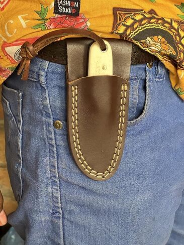 Damascus Steel EDC Knife 4.5" Fixed Blade Mini Knife for Skinning,Survival,Camping and Outdoor Enthusiasts with Natural Handle and Leather Sheath Brand (BONE HANDLE) in Saudi Arabia