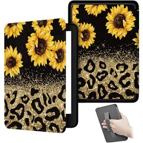 حافظة لجهاز Kindle الجديد مقاس 6 بوصات (الجيل الحادي عشر، إصدار 2022/2024)، غطاء القارئ الإلكتروني خفيف الوزن من جلد البولي يوريثان مع خاصية التنبيه/السكون التلقائي، ميزة حزام اليد، هدايا لمحبي الكتب (طباعة نباتية على شكل دجاجة زهرية) in Kuwait