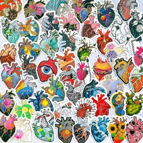Yoksas 52Pcs Anatomical Heart Artistic Stickers - Waterproof Vinyl Human Organs Anatomy Aesthetic Heart Stickers for Water Bottles,Laptops,Doctors Nurses Gifts in Kuwait