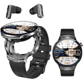 Smart Watch with Earbuds, 1.85" HD Display, IP67 Waterproof, 100 Sports Modes, Bluetooth Calling, Heart Rate Monitor, Round, Activity Tracker in Kuwait