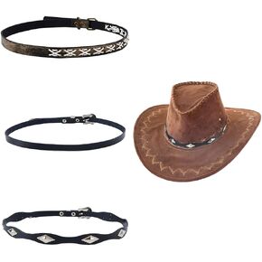 SUPERFINDINGS 3 Style Cowboy Hat Bands Western Hats Belt Imitation Leather Hat Bands Hats Accessories for Women Men Cowboy Panama Native Style Hatbands Black in Saudi Arabia