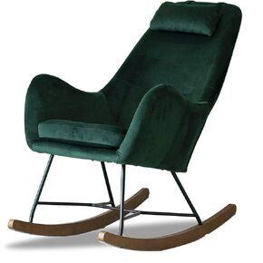 GDFStudio كرسي هزاز داخلي للحضانة، كرسي مخملي منجد مريح مع وسادة، مسند ظهر مرتفع وأرجل خشبية صلبة، طائرة شراعية حديثة لغرفة المعيشة وغرفة النوم والأثاث المنزلي، رمادي فاتح in Kuwait