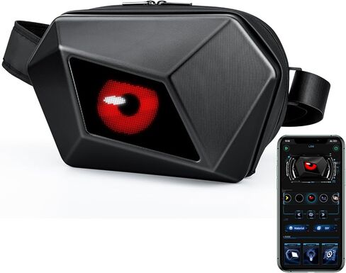 حقيبة Gelrova Loy Devil Eye LED Fanny، حقيبة سفر أنيقة للاستخدام الخارجي مع شاشة عرض LED DIY، جرافيتي in Kuwait