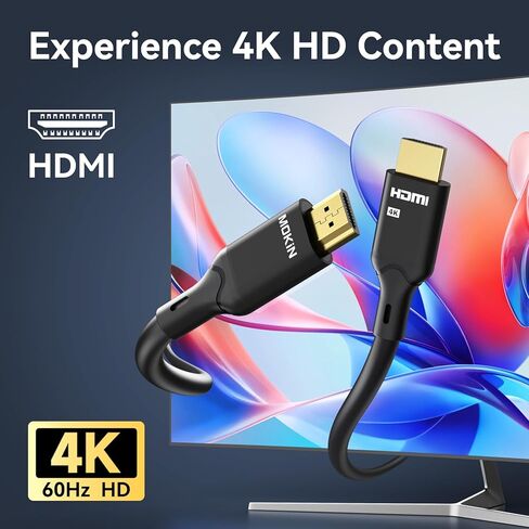 MOKiN HDMI Cable, 3.94ft, 4K@60Hz, High-Speed 4K HDMI 2.0 Cord (18Gbps), 2160p, 48 bit, Compatible with TV/PS7/Xbox/Roku, Black in Saudi Arabia