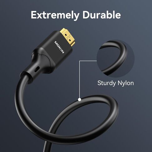 MOKiN HDMI Cable, 3.94ft, 4K@60Hz, High-Speed 4K HDMI 2.0 Cord (18Gbps), 2160p, 48 bit, Compatible with TV/PS7/Xbox/Roku, Black in Saudi Arabia