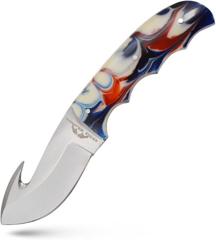 سكين خطاف ذو نصل ثابت، سكين معالجة حقل تانغ كامل 6.5 بوصة - مقبض من الراتنج، غمد جلدي متضمن، للتسلخ، الصيد، في الهواء الطلق 8016BLP in Kuwait