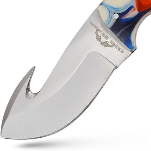 سكين خطاف ذو نصل ثابت، سكين معالجة حقل تانغ كامل 6.5 بوصة - مقبض من الراتنج، غمد جلدي متضمن، للتسلخ، الصيد، في الهواء الطلق 8016BLP in Kuwait