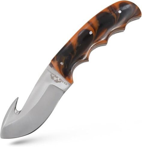 سكين خطاف ذو نصل ثابت، سكين معالجة حقل تانغ كامل 6.5 بوصة - مقبض من الراتنج، غمد جلدي متضمن، للتسلخ، الصيد، في الهواء الطلق 8016RP in Kuwait