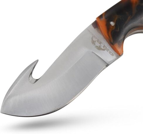 سكين خطاف ذو نصل ثابت، سكين معالجة حقل تانغ كامل 6.5 بوصة - مقبض من الراتنج، غمد جلدي متضمن، للتسلخ، الصيد، في الهواء الطلق 8016RP in Kuwait