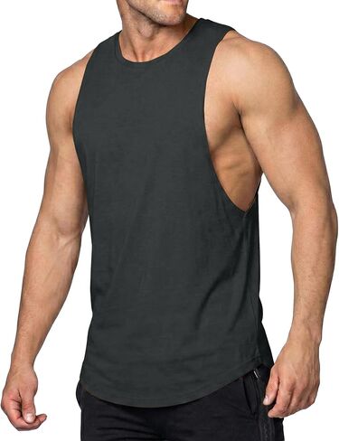 JMIERR Mens Drop Arm Tank Tops Gym Workout Sleeveless Muscle Shirts Cut Off Summer Tee Shirt in Saudi Arabia