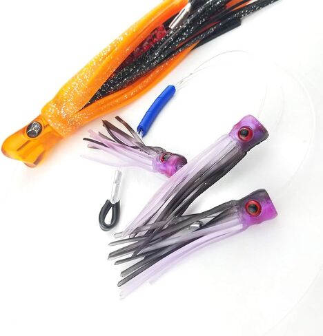 Lobo Lures Skipjack Huybrid & Squidnation Slammer الأرجواني والبرتقالي Crush Tuna Slayer Daisy Chain صنع في الولايات المتحدة الأمريكية in Saudi Arabia