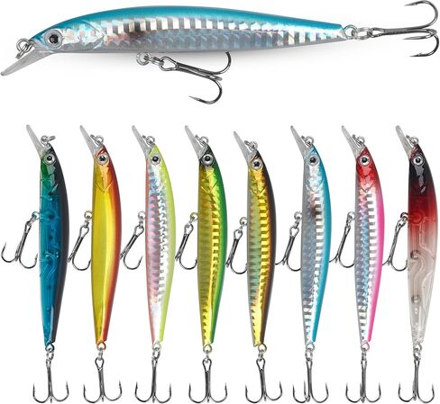 Suspending Jerkbait Fishing Lures, Minnow Lures Jerk Bait Bass Fishing Bait with Treble Hook Artificial Floating Jerkbait for Bass Trout Pike Walleye Freshwater Saltwater in Saudi Arabia