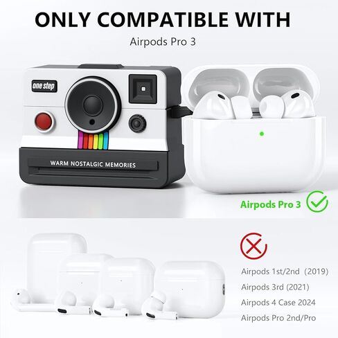 حافظات ريترو لأجهزة Apple Airpods iPods Pro 3 غطاء حافظة 2025 - VISOOM مصمم لطيف من السيليكون Airpods iPods Pro الجيل الثالث مع ملحقات Airpod، حافظات حماية Airpod iPod Pro3 - أبيض in Kuwait
