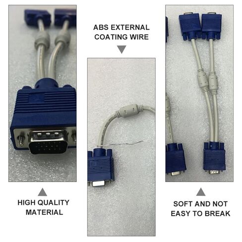 BESPORTBLE 2 Pcs VGA Splitter Cable 0.3M 1 to 2 Out Adapter VGA Male to Dual Female Video Display Cable for Dual Monitor Screen Duplication in Kuwait