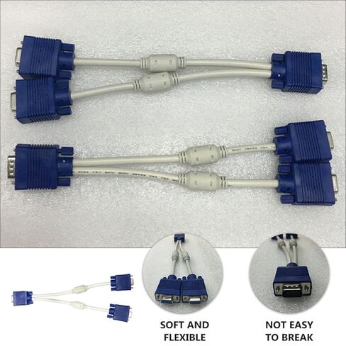 BESPORTBLE 2 Pcs VGA Splitter Cable 0.3M 1 to 2 Out Adapter VGA Male to Dual Female Video Display Cable for Dual Monitor Screen Duplication in Kuwait