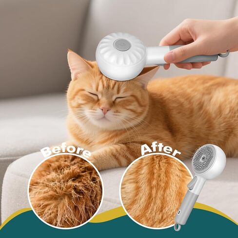 فرشاة Cat ، 3 في 1 فرشاة قطة بالبخار مع زر التحرير وخزان ، مشط بخار مضاد للحيوانات الأليفة لإزالة الشعر ، فرشاة البخار القابلة لإعادة الشحن للحيوانات الأليفة فروي in Kuwait