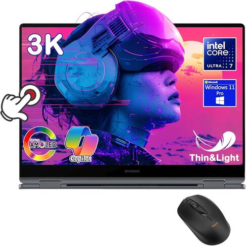 Samsung Galaxy Book4 Pro 360 2-in-1 Laptop, 16" 3K AMOLED Touchscreen, Intel Core Ultra 7 155H, Intel Arc Graphics, 21-Hr Battery, AI Copilot, Windows 11 Pro, w/Mouse (16GB RAM | 2TB PCIe SSD) in Saudi Arabia