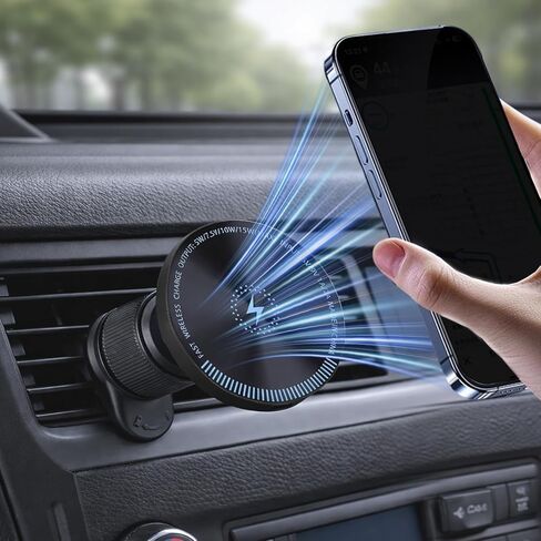 15W Car Mount Charger Compatible with MagSafe, Magnetic Wireless Car Charger Compatible with iPhone 17 Pro Max Accessories, Phone Holder, Car Acessories in Saudi Arabia