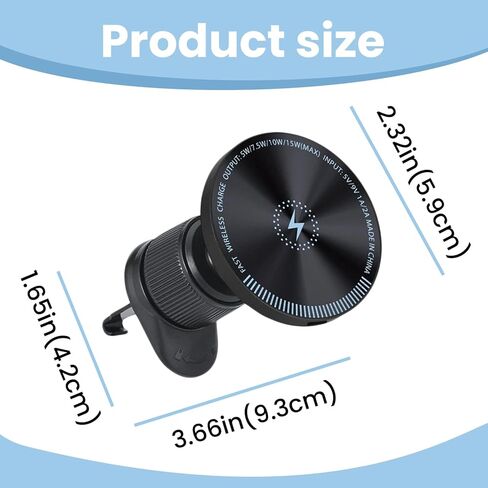 15W Car Mount Charger Compatible with MagSafe, Magnetic Wireless Car Charger Compatible with iPhone 17 Pro Max Accessories, Phone Holder, Car Acessories in Saudi Arabia