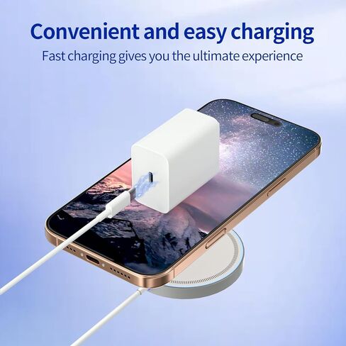 شاحن لاسلكي مغناطيسي بقدرة 15 وات بحد أقصى | قاعدة شحن سريعة Mag-Safe، متوافقة مع سلسلة iPhone 16/15/14/13/12 وAirPods4/3/2/Pro/Pro2 | مع ضوء LED (أبيض) in Kuwait