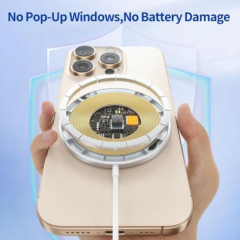 شاحن لاسلكي مغناطيسي بقدرة 15 وات بحد أقصى | قاعدة شحن سريعة Mag-Safe، متوافقة مع سلسلة iPhone 16/15/14/13/12 وAirPods4/3/2/Pro/Pro2 | مع ضوء LED (أبيض) in Kuwait