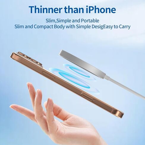 شاحن لاسلكي مغناطيسي بقدرة 15 وات بحد أقصى | قاعدة شحن سريعة Mag-Safe، متوافقة مع سلسلة iPhone 16/15/14/13/12 وAirPods4/3/2/Pro/Pro2 | مع ضوء LED (أبيض) in Kuwait