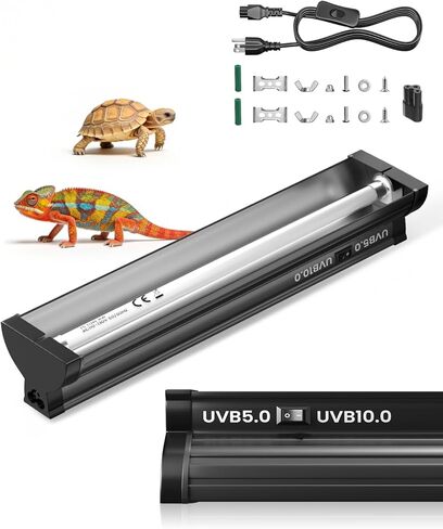 Glowup 8W T5 10.0 UVB reptile Light Combo Kit للزواحف الصحراوية الاستوائية ، وتصميم إضاءة UVB 12.4 بوصة للتنين الملتحي ، والسحلية ، والسلحفاة ، والسلحف مع أنبوب HO T5 UVB in Kuwait