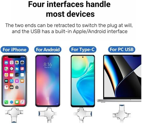 1 قطعة قارئ بطاقات USB OTG 4 في 1 من النوع C، USB-A مع فتحات SD/TF/Micro SD، هيكل معدني مع أغطية شفافة، فضي in Saudi Arabia