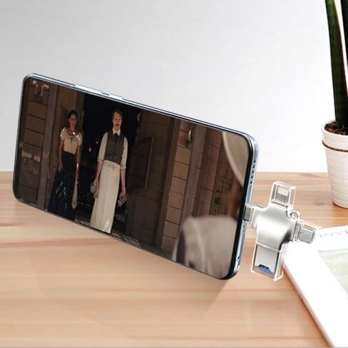 1 قطعة قارئ بطاقات USB OTG 4 في 1 من النوع C، USB-A مع فتحات SD/TF/Micro SD، هيكل معدني مع أغطية شفافة، فضي in Saudi Arabia