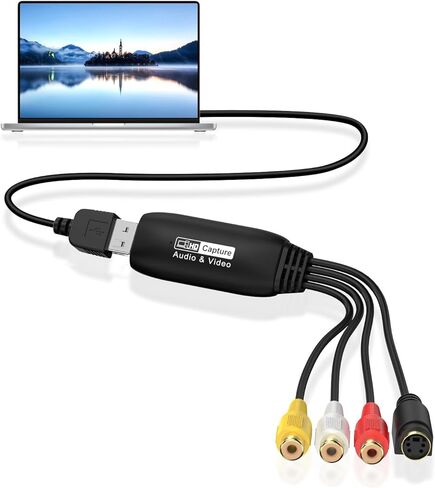 بطاقة التقاط فيديو RCA، USB 2.0 VHS إلى محول رقمي، DVD RCA إلى محول صوت USB، تحويل رقمي من VHS VCR Mini DV للتحويل من شريط الفيديو إلى تخزين الكمبيوتر in Kuwait