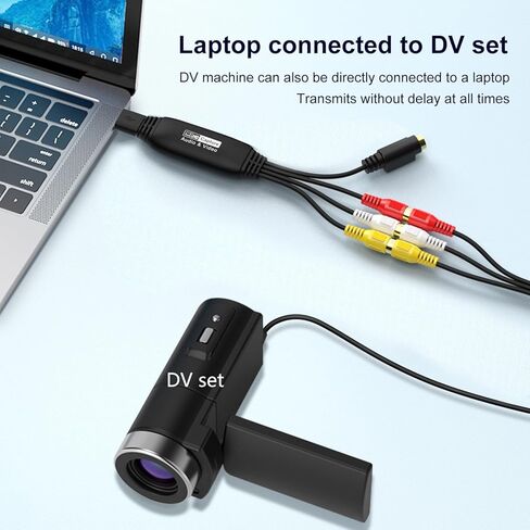 بطاقة التقاط فيديو RCA، USB 2.0 VHS إلى محول رقمي، DVD RCA إلى محول صوت USB، تحويل رقمي من VHS VCR Mini DV للتحويل من شريط الفيديو إلى تخزين الكمبيوتر in Kuwait