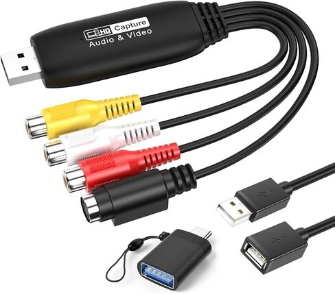 بطاقة التقاط فيديو RCA، USB 2.0 VHS إلى محول رقمي، DVD RCA إلى محول صوت USB، تحويل رقمي من VHS VCR Mini DV للتحويل من شريط الفيديو إلى تخزين الكمبيوتر in Kuwait