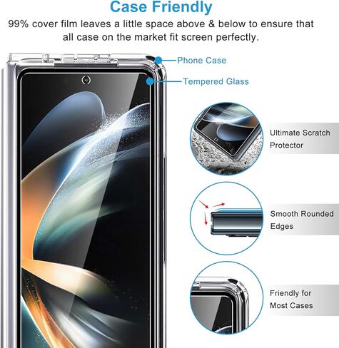 LYWHL 2-Pack for Samsung Galaxy Z Fold 4 Screen Protector, HD Clear Tempered Glass Protector Film for Galaxy Z Fold 4 5G 6.2 Inch, Anti Scratch Bubble Free Case Friendly Easy Install - Transparent in Saudi Arabia