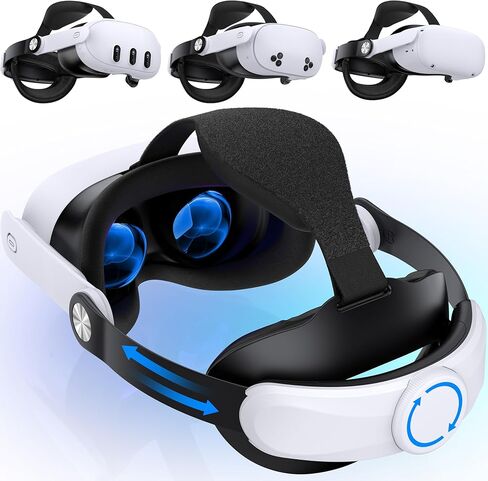 Battery Head Strap for Quest 3S/Quest 3/Quest 2, Hot-Swappable 2X 10000mAh Battery for Extra 2-3H Playtime, Adjustable Knobs, with Cotton BackPad, Reduces Head Pressure, Enhanced Comfort&Support in Kuwait