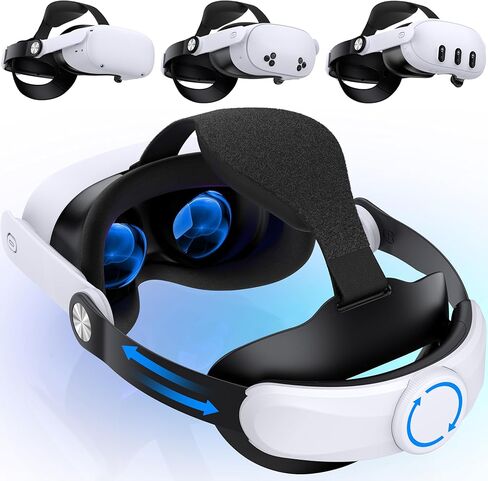 Battery Head Strap for Quest 3S/Quest 3/Quest 2, Hot-Swappable 2X 10000mAh Battery for Extra 2-3H Playtime, Adjustable Knobs, with Cotton BackPad, Reduces Head Pressure, Enhanced Comfort&Support in Kuwait